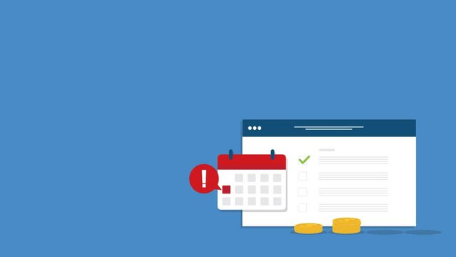 Money payment date schedule or agenda in calendar. Tasks list and cash schedule alert notification, idea of tax or credit loan pay time, budget or financial plan. 