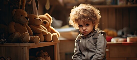 Child's tantrums and misbehavior in the nursery shed light on problems in their upbringing. - obrazy, fototapety, plakaty