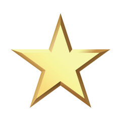 Obraz premium Golden Christmas 3d Star metal glossy bright shine five angle star shape isolated on white Background. Icon for holiday design element.