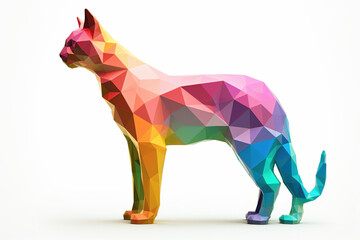 lowpoly cat, Low poly Racoon figurine, international cat day 3d low poly graphic, generative AI