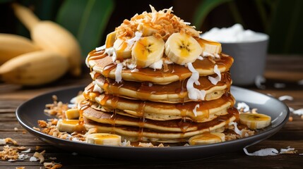 syrup stack pancake food illustration butter breakfast, brunch flapjack, griddlecakes crepe syrup stack pancake food - obrazy, fototapety, plakaty