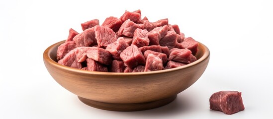 Beef cubes in bowl
