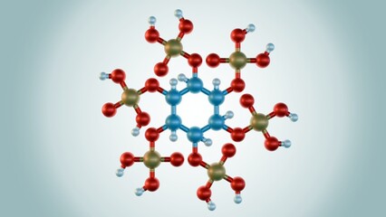 3d rendering of isolated Phytate or myo-inositol hexaphosphate molecule, Phytate is the name given to the phytic acid molecule considered an antinutritional factor