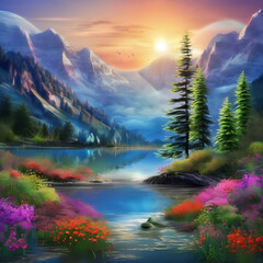 sunset in the mountains