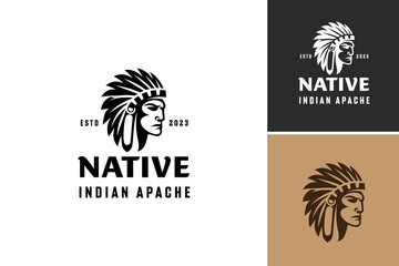 Native Indian Apache Logo Design is a logo suitable for businesses or organizations with a connection to Native American culture, representing strength, tradition, and authenticity.