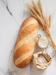 Photo sur Plexiglas Pain Sourdough Bloomer or Baton loaf bread