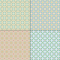 Four seamless color block patterns, background