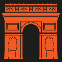 Paris triumphal gates vector illustration - obrazy, fototapety, plakaty