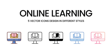 Online Learning icons set vector stock illustration vector stock.