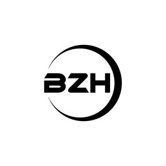 BZH letter logo design with white background in illustrator, cube logo, vector logo, modern alphabet font overlap style. calligraphy designs for logo, Poster, Invitation, etc.
