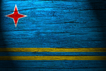 aruba flag painting on wood