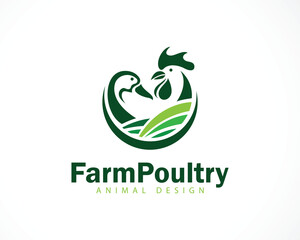 farm poultry logo creative rooster duck design concept business