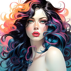 woman with long hair. Generative AI