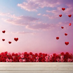 red balloons on blue sky