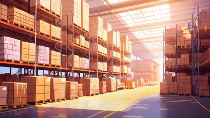 distribution logistic warehouse background illustration shipping receiving, transportation fulfillment, operations management distribution logistic warehouse background