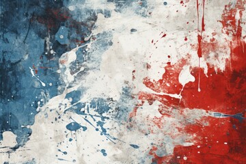 Grunge Red, White, and Blue Splatter Painting