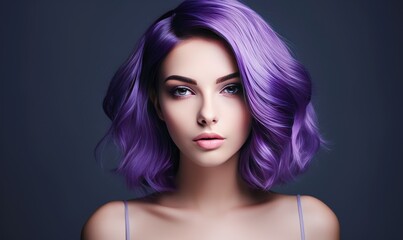 A Vibrant Portrait of a Woman with Stunning Purple Hair