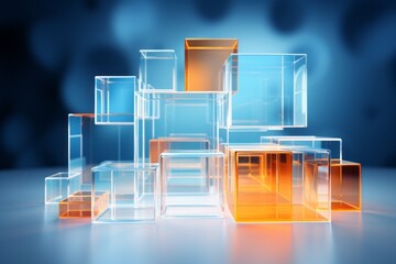 Abstract Blue and Orange Cube Background