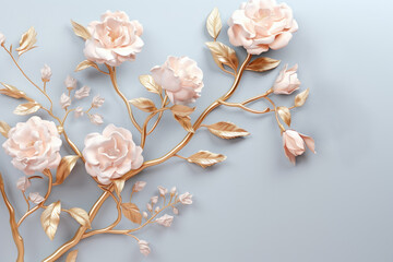 Rose branches on elegant pastel background. Wedding invitations, greeting cards, wallpaper, background, printing, poster, social ads, banner