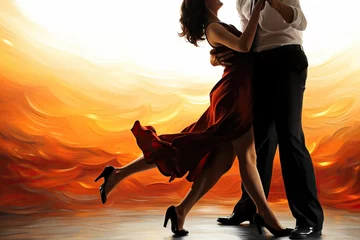 Foto auf Leinwand dencers tango dancer red art man male sexy latin disco white music adult south event dance woman salsa style female posing creole modern beauty couple action leisure america passion fashion © sandra
