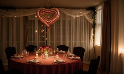 a room decorated with valentines style
