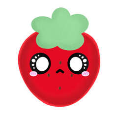 Red Strawberry Cartoon Mascot Character Kawaii illustration Cute Ingredient Cute Element Red Fruit