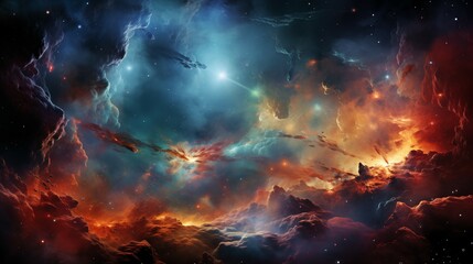 Mysterious Celestial Background with Nebula and Stars
