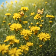 bee on yellow flowers