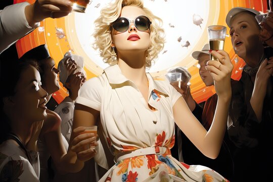 paparazzi crowded Superstar actress fashion girl monroe photograph retro admiration admire artist attention autograph beauty blond cinema classic correspondent crowd diva entertainment face famous