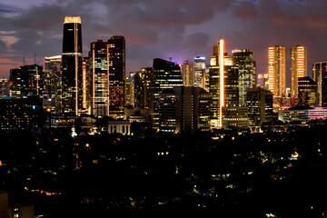 Fototapeta premium Panoramic Jakarta skyline with urban skyscrapers