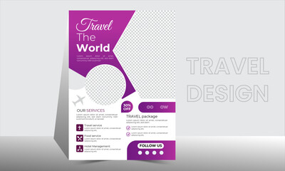 travel flyer design template, tour flyer, tourism color a4 print ready flyer