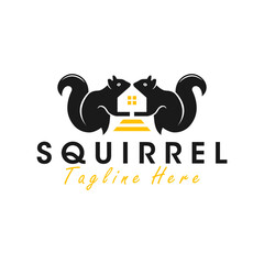 squirrel house illustration logo