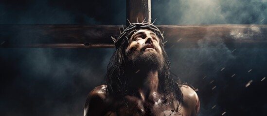 Jesus Christ crucified, representing Christian suffering. - obrazy, fototapety, plakaty