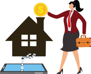 Businesswoman and Robot House investment
