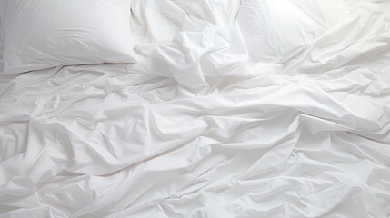 White Bedding Sheets And Pillow Background - obrazy, fototapety, plakaty