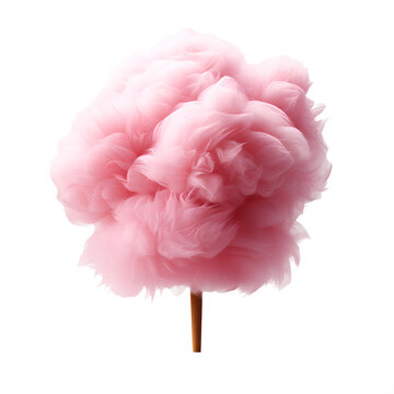 pink cotton candy isolated on transparent background ,generative ai