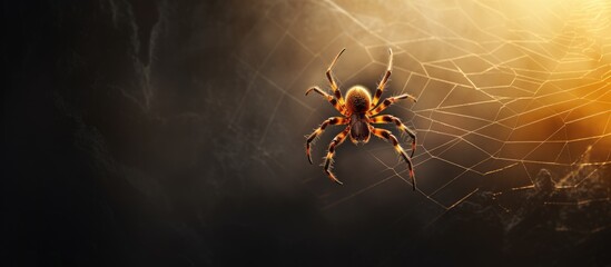 Spider settles in web.