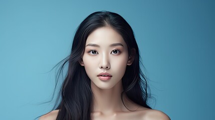 Young Asian beauty woman model long hair with natural - obrazy, fototapety, plakaty