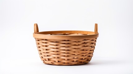 Fototapeta na wymiar Empty wooden basket on white background