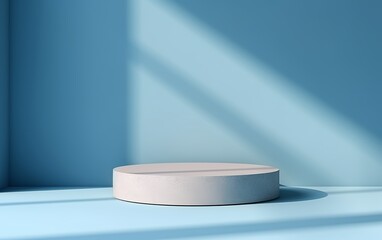 Minimalist Blue Podium with Shadow Background for Product Display or Mockup