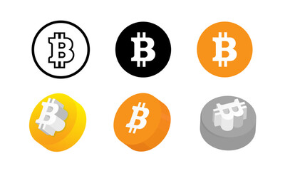 set of bitcoin and digital vector currency icons