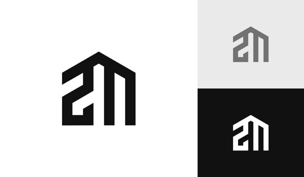 Letter 2M initial with house shape logo design
