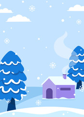 Flat winter background portrait vector design