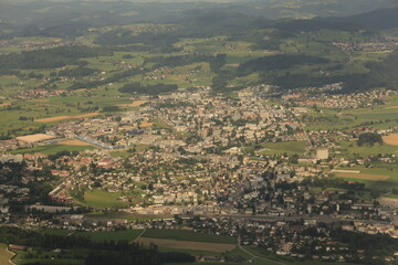 Fototapeta na wymiar aerial view of zurich oberland region
