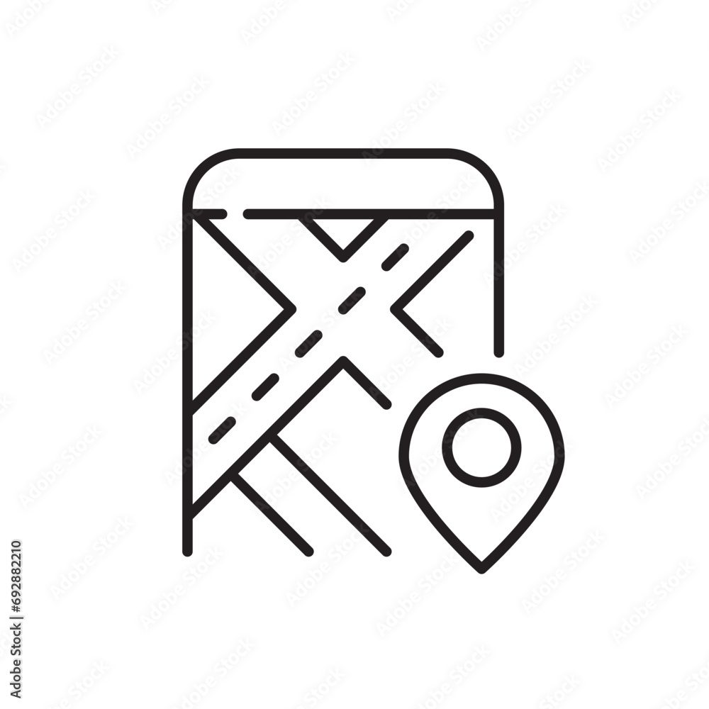 Aufkleber navigation app for smartphone. path and map pointer. pixel perfect, editable stroke icon