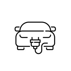 Electric vehicle. Car and plug. Pixel perfect, editable stroke icon