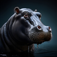 Vivid and detailed hippopotamus, Generative AI