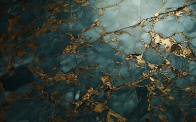Luxurious Veins of Gold Weave Through the Depths of Azure Marble Texture