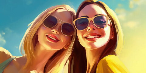 Group portrait of diverse beautiful happy young women