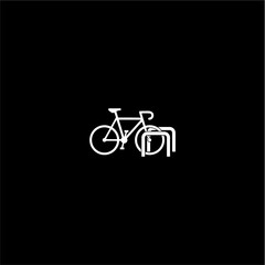 Park bicycle area place icon isolated on dark background